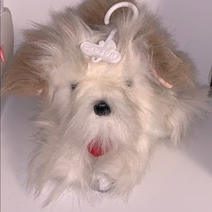 VINTAGE CHOSUN WHITE FUZZY DOG WITH EYES